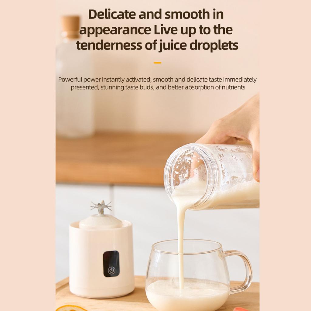 Portable Blender Cup Rechargeable Electric USB Juicer Blender 500ml Large Capacity with 1500mAh Battery for Fruit Smoothies
