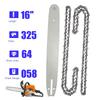 Barra Guía de Cadena para Motosierra de 16/18/20 Pulgadas. Paso .325". Calibre .058". 64/72/76 Eslabones Motrices para Husqvarna Oregon Stihl Echo