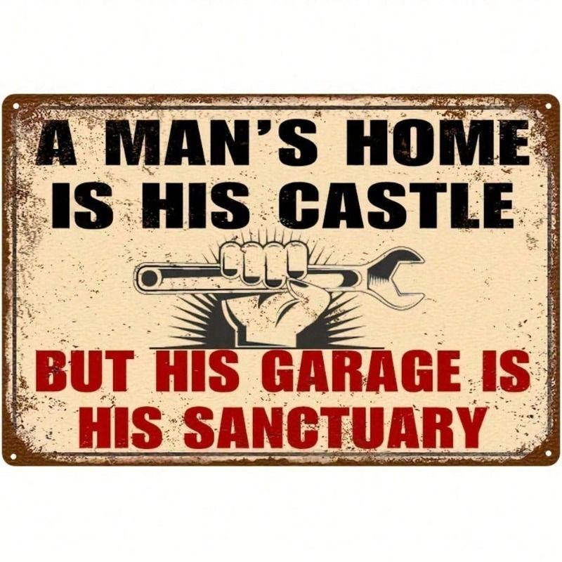 Metal Wall Art Vintage Sign for Garage Man Cave 12x8 Inch Retro Poster English optimized title: Vintage Metal Sign Garage Wall Art 12x8 Inch