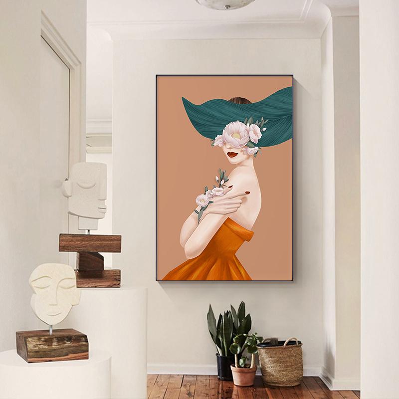 Abstract Flower Women Posters and Prints Sexy Lady Wall Art Decorative Paintings Nordic Canvas Pictures for Interior Home Decor