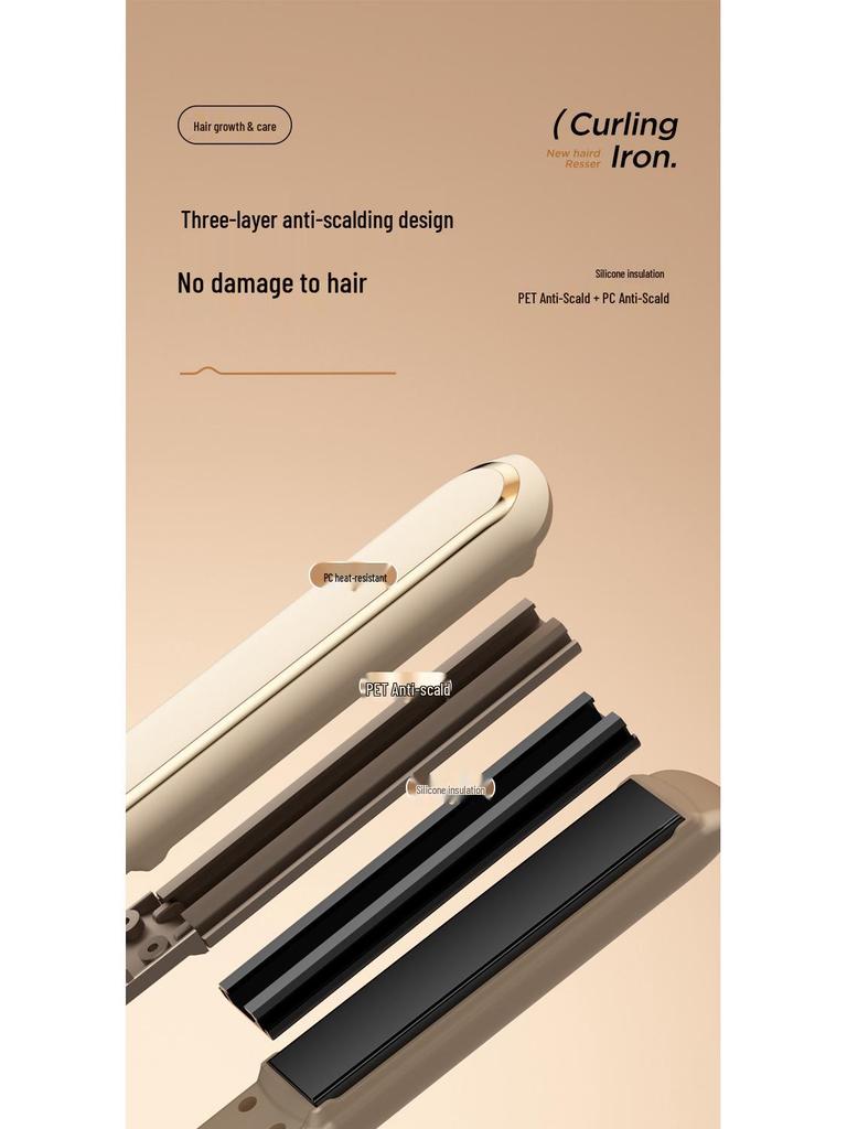Low Power Anti-Scald Mini Hair Straightener and Curler Comb for Wet & Dry Use