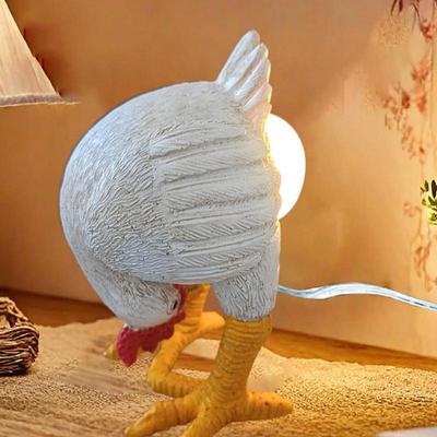 Ornements créatifs Veilleuse Drôle Lampe Œuf de Poulet en Résine avec câble USB Mignonne Table Décoration de Maison Fête Cadeau de Vacances Lumière