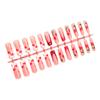 24Pcs French Fake Nails with Cherry Heart Design Fashionable Sweet And Cool Style Manicure for Woman