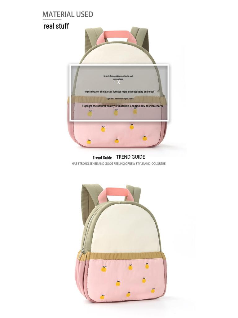 Colorful Cute Apple Embroidery Kid's Backpack: Mini Travel Kindergarten Bag