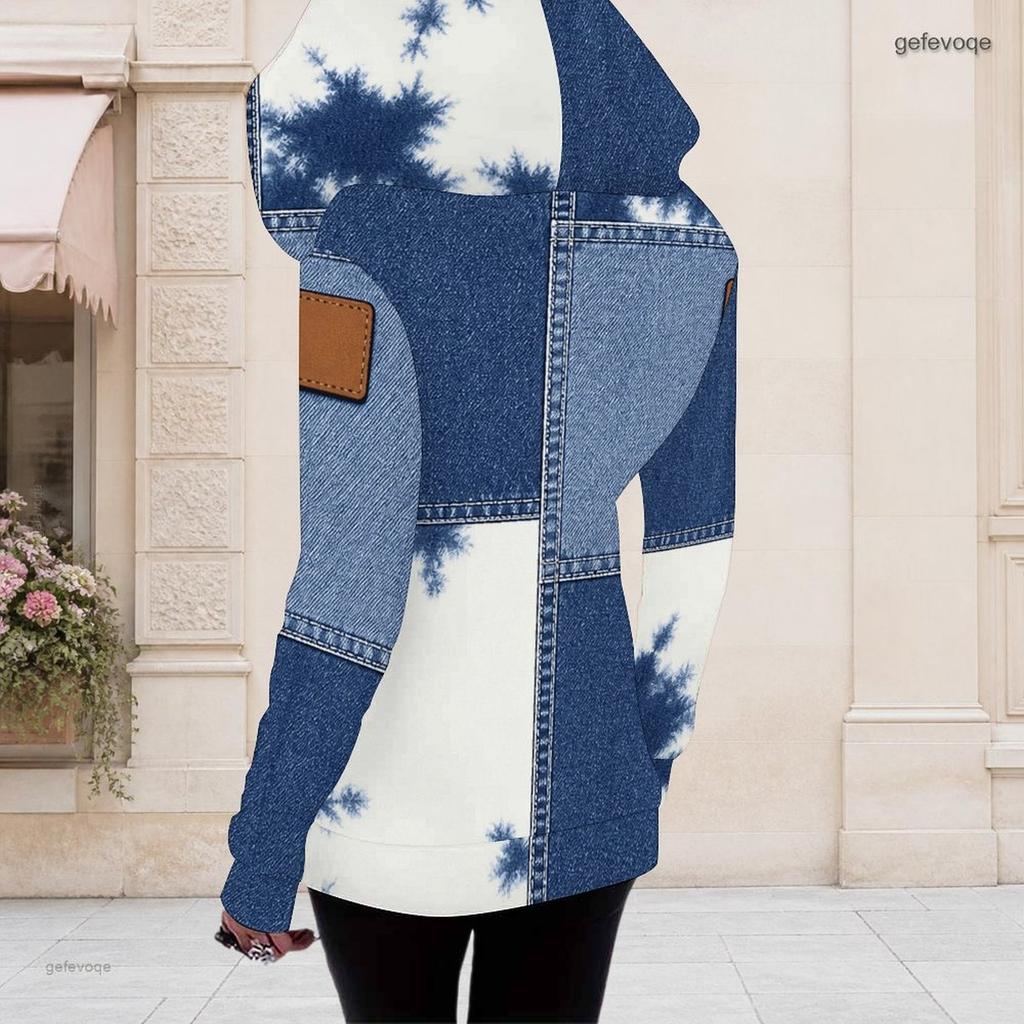 Women Plus Size Black Beige Printed Asymmetric Cutout Neck Hooded Long Sleeve Fitted Top