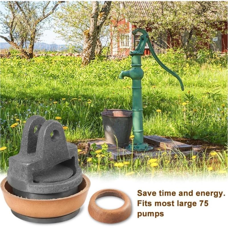 Practical Cast Iron Piston Replacements Set For Garden Hand Pumps Includes Extra Leather Seal Rings Suitable Type 75