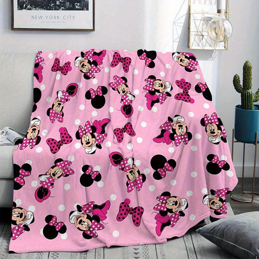 Mickey Minnie Mouse Flannel Blanket Pink Polka Dot Lightweight AllSeason for Home Office Camping