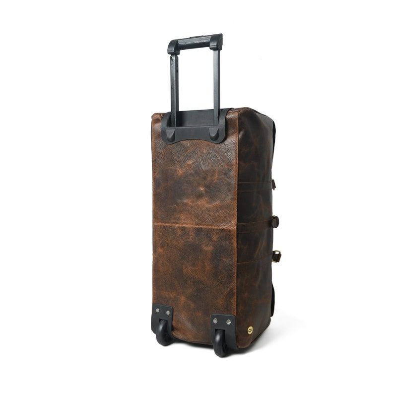 Personalized Full-Grain Leather Duffel Bag with Wheels: Carry-On