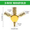 Air Splitter 3-Way Manifold Hex Style with 3 Pieces Brass Industrial Coupler and 1/4" Plug,Air Compressor Hose Accessories Quick Connect Fittings