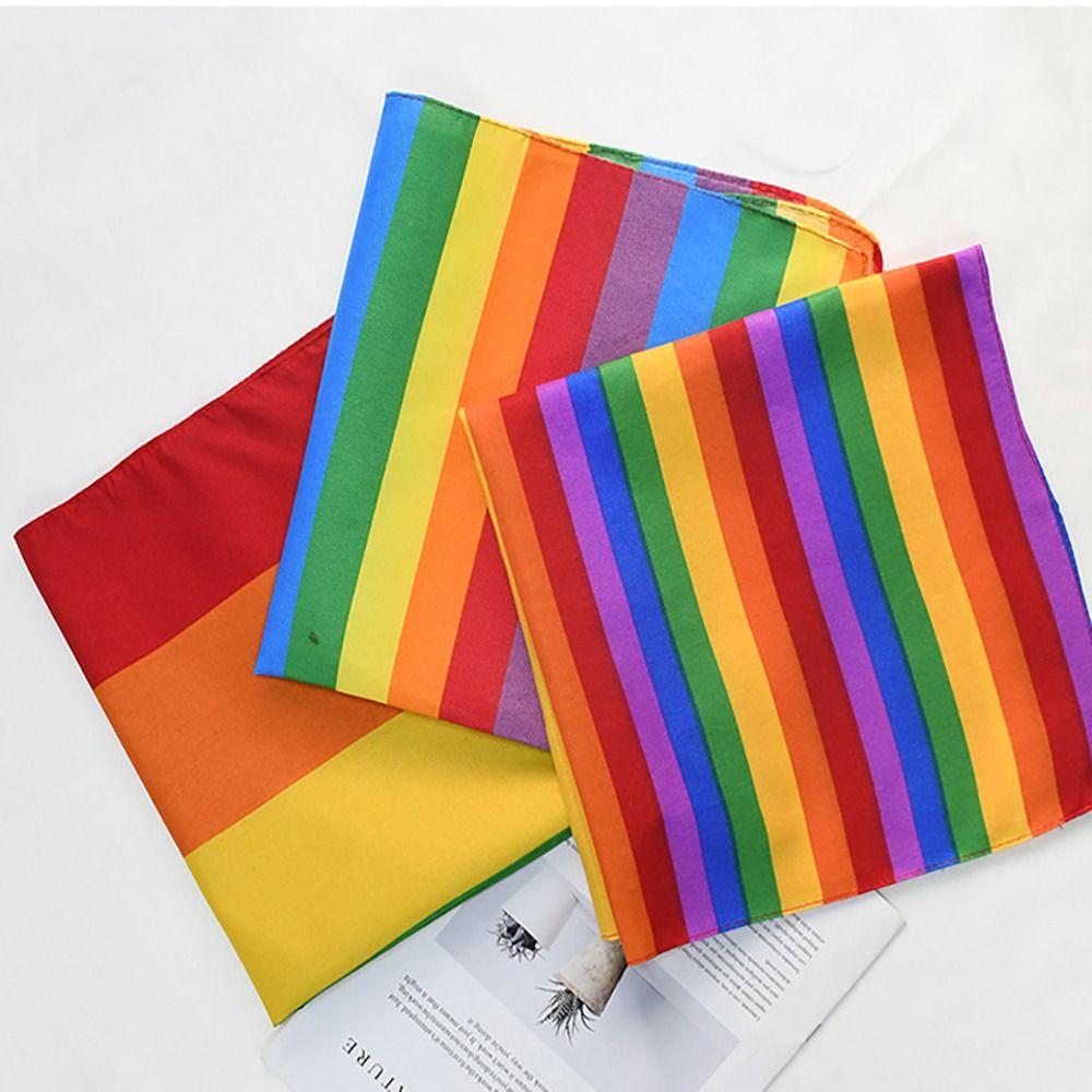 Trendy Pride Festival Pocket Square Scarf Rainbow Colorful Headband Wristband Lesbian