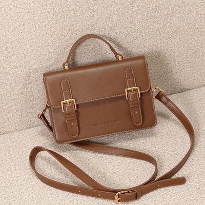New Fashion Square Bags Female Shoulder Bags Retro Brown Advanced Sense Academy Style Women's Leisure Trend Crossbody Bags