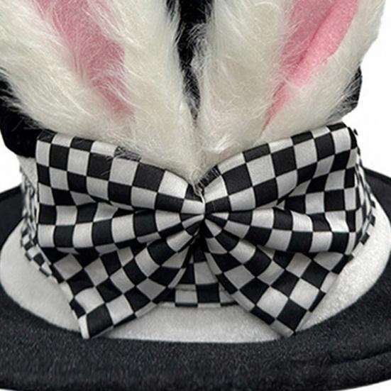 Rabbit Costume Set 4 Piece Bunny Ear Top Hat Glasses Necktie Gloves Set for Halloween Easter Cosplay Accessory