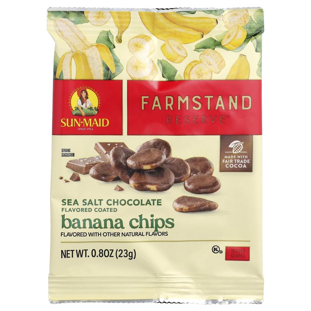 Sun-Maid FarmStand Reserve™, Banana Chips, Sea Salt Chocolate, 5 Pack, 0.8 Oz (23 G) Each