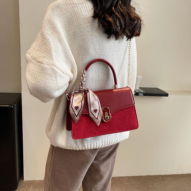 Light Luxury High-Quality Design Casual Crossbody Bag Chains All-Matching PU Texture Handbag Fashion Solid Small Square Bag