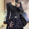 Korean sweet wind lace splicing long-sleeved knitted cardigan women's autumn and winter new slim-fitting versatile