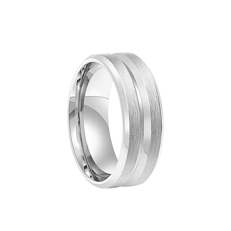 Starry Fleld 8mm wide ring with a middle groove, frosted finish trendy simple and personalized suitable for both men and women