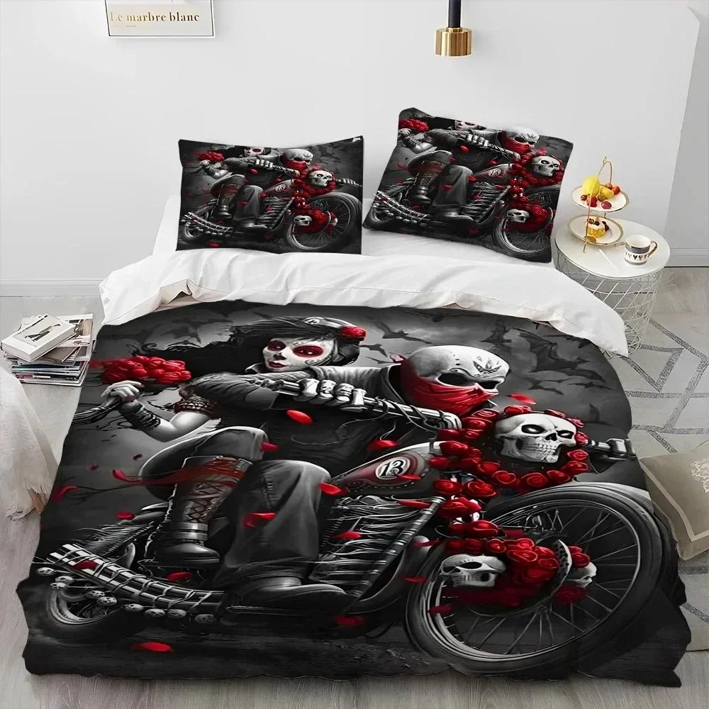3D Horror Gothic Female Skull Dead Girl 3D Duvet Cover Bedding Set Comforter Linen Pillowcases Home Decor Single Twin King Queen