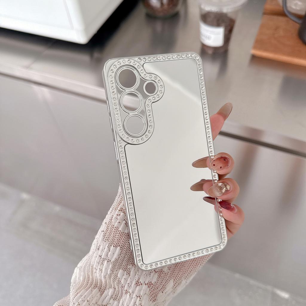 Plating Diamond Make Up Mirror Phone Case For Samsung S26 S2 S23 S24 Ultra Plus Acrylic Shockproof Makeup Mirror Cover