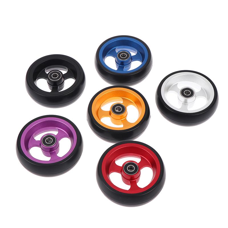 Wheelchair Front Caster Wheel, 4" PU Solid Tire with Aluminum Alloy Hub, Bearing I.D. 8mm, Swivel Caster Replacement