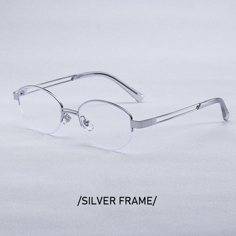 Luxury Pure Titanium Eyeglass Frame Square Men Women Eyewear Frame Retro Fashion Optical Oval Half Frame Prescription Glasses