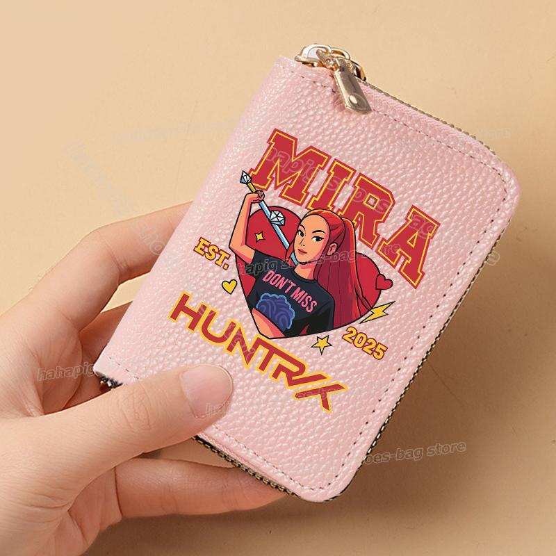 Perfect KPop Demon Hunters Women Short Wallets Pu Leather Credit Card Holder Multi-slot Small Zipper Wallets Female Clutch Coin Purse