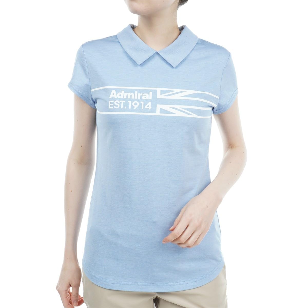 

Женская рубашка для гольфа Admiral Golf ADLA328, молния сзади, принт Half UJ, саксовый