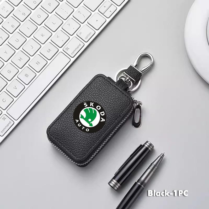 For Skoda Car Key Wallet Keys Organizer Bag Zipper Key Case Decoration Accessories S Kodiaq Octavia 2 3 Yeti Karoq Rapid Fabia