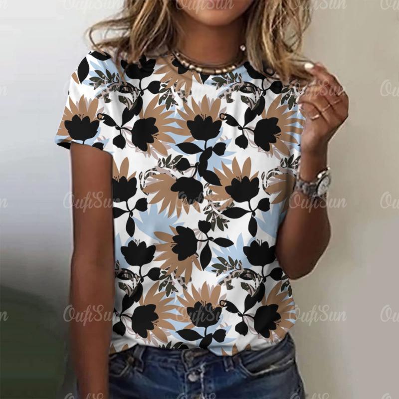 2024 Nou Tricou de Damă Top Imprimeu Floral 3D Pulover Pentru Doamne Vară Gât O Casual Mânecă Scurtă Tricouri Îmbrăcăminte Lejeră Femei