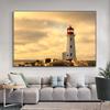 Landscape Breakwater Light Lighthouse Sea Canvas Painting Nature Sunset Posters and Prints Wall Art Pictures Home Decor No Frame