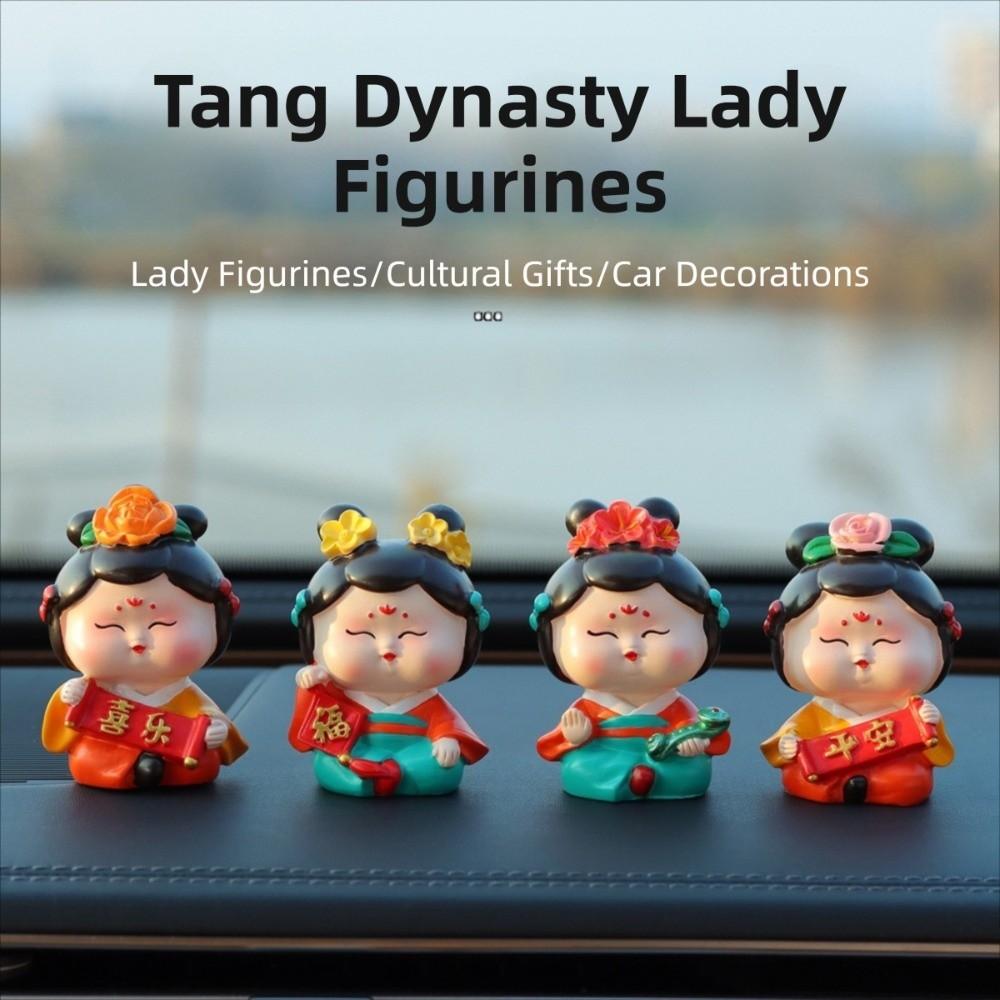 Art Craft Car Cute Doll Ornament Decorative Tang Dynasty Woman Figurine  Bookshelf