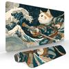 Ukiyoe Cat Samurai Gaming Mouse Pad Gaming Mats NonSlip Durable Desk Mat Mousepad With Stitched Edge HD Printing Office Mat