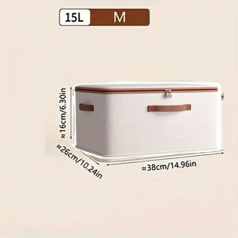 White Zippered Storage Box - Heavy Duty Linen Organizer for Clothes, Jewelry, Shoes & Accessories, Travel & Home Use
