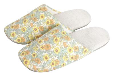 DDintex FLORET LONDON Flanders Clement Storlekar Tofflor, Linne, Gul, 23-25cm [Liberty-tryck]