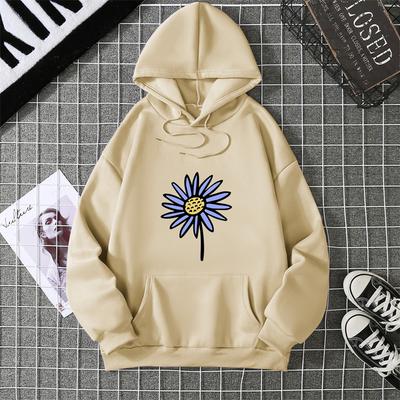 Sweats à capuche pour femmes simples et magnifiques imprimés tournesol Harajuku molleton sweat à capuche mode ample vêtements de sport poche automne vêtements femme