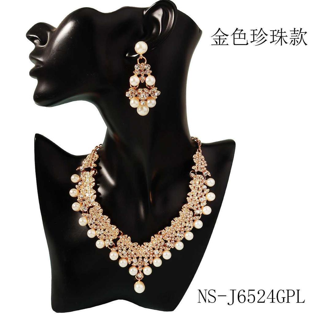 European and American Cross-border Fringed Earrings Necklace Set, High-end Retro Alloy Jewelry, Bridal Wedding Jewelry Two-piece Set