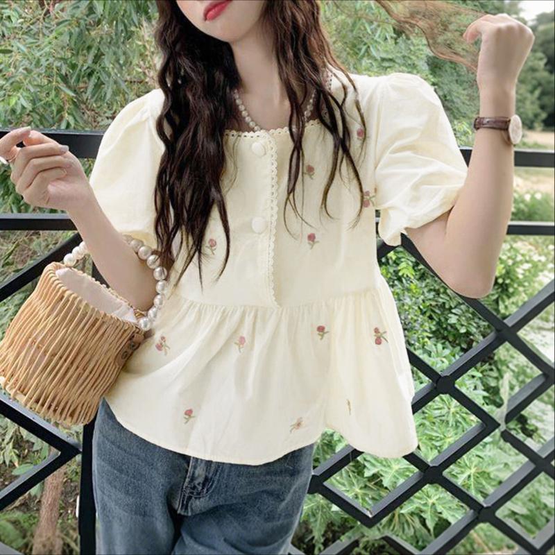 ZANZEA Women Square Collar Summer Casual Short Sleeve Floral Print Blouse M