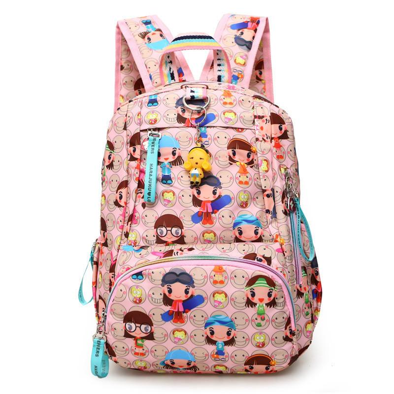 

Cartoon Doll Children s School Bag For Girls 1-3 Grade Primary School Students Double Backpacks Pink Smile