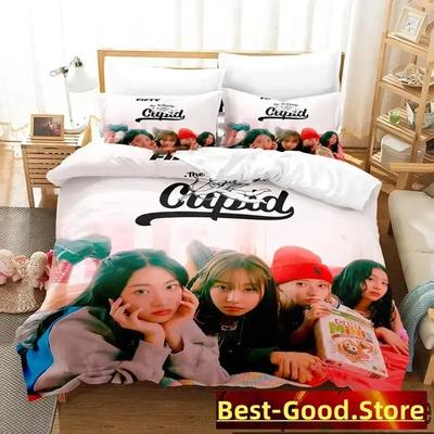 KPOP FIFTY FIFTY Merch Cupid Album Bedding Set Duvet Cover Sheet Printed Pillowcase Bed Full Queen King Size Comforter Bedroom