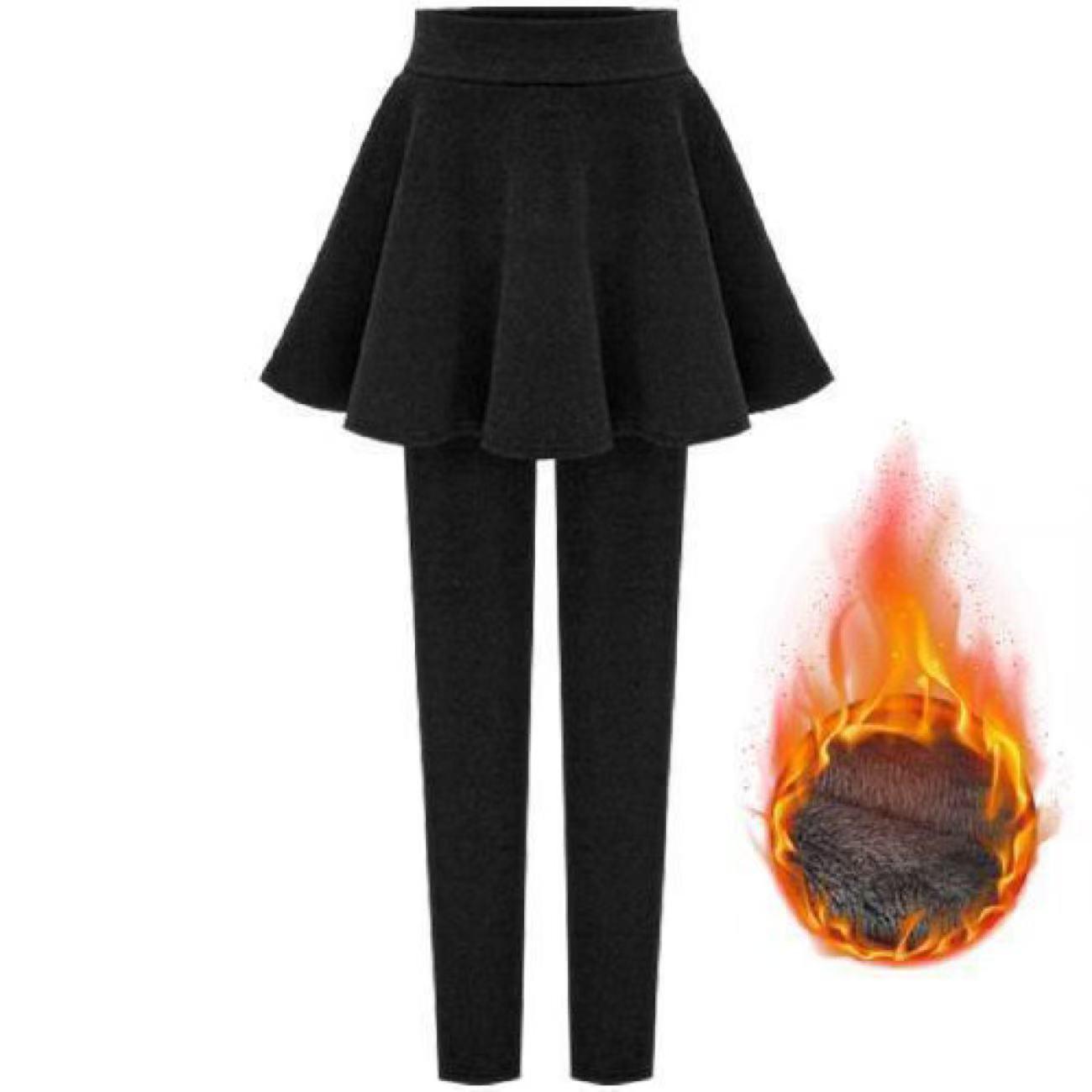 

Plus Size Fleece Lined Slimming Skirt Pants: Faux Two-Piece Hip-Hugging Design for Women XL (Suggest 120-140cm)