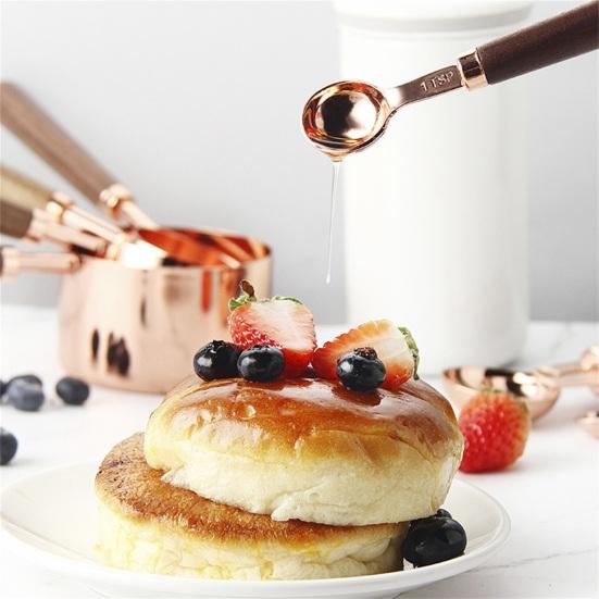 Measuring Spoon Inside Polished Comfortable Walnut wooden handle Kitchen Baking Set for Baking