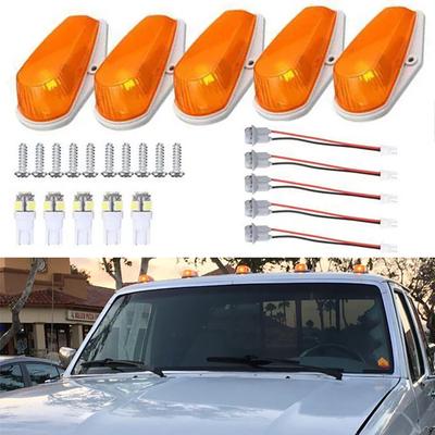 5pcs For Ford F350 F150 F250 1973-1997 Pickup Trucks SUV Cab Roof Marker Lights T10 Bulb Amber Top Clearance Running Lights