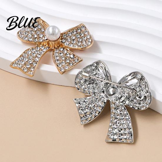 Lightweight Bow Accessory Brooch Pin 3D Design with Imitation Pearl