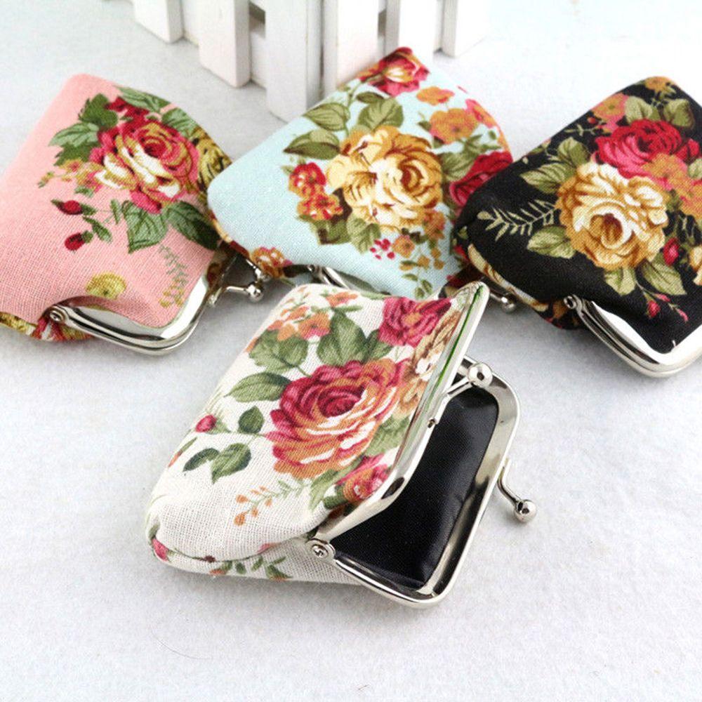 

Lady Women Hasp Vintage Flower Mini Clutch Bag Coin Purse Small Wallet Credit Card Holder чорний