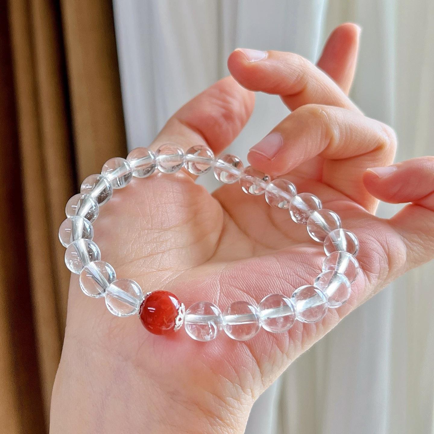 925 Silver High Quality Natural White Crystal Nanhong Design Bracelet Bracelet