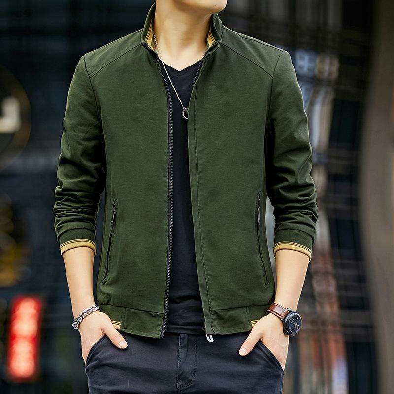 

Весенняя и осенняя мужская куртка из чистого хлопка с воротником-стойкой, куртка для людей среднего и пожилого возраста, мужская повседневная куртка 4XL армия зеленый