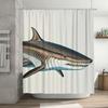 Shark Print Shower Curtain Waterproof Bathroom Decoration Waterproof Fabric Black White Blue Shark Design Size Customizable