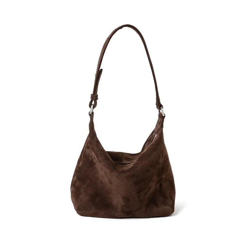 Ladies Soft Frosted Cow Leather Durable Shoulder Bag Female Retro Casual Cowhide Handbag Women Fashi Trend Luxury Designer Bag