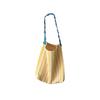 1 Summer Small Fresh Shoulder Canvas Bag New Contrasting Stripes Large Capacity Pleated Shoulder Strap Tote Bag