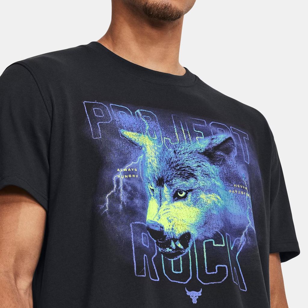 Under Armour Johnson Series Letter Round Neck Training Short Sleeve T-Shirt Men Tops Black 1379752-001