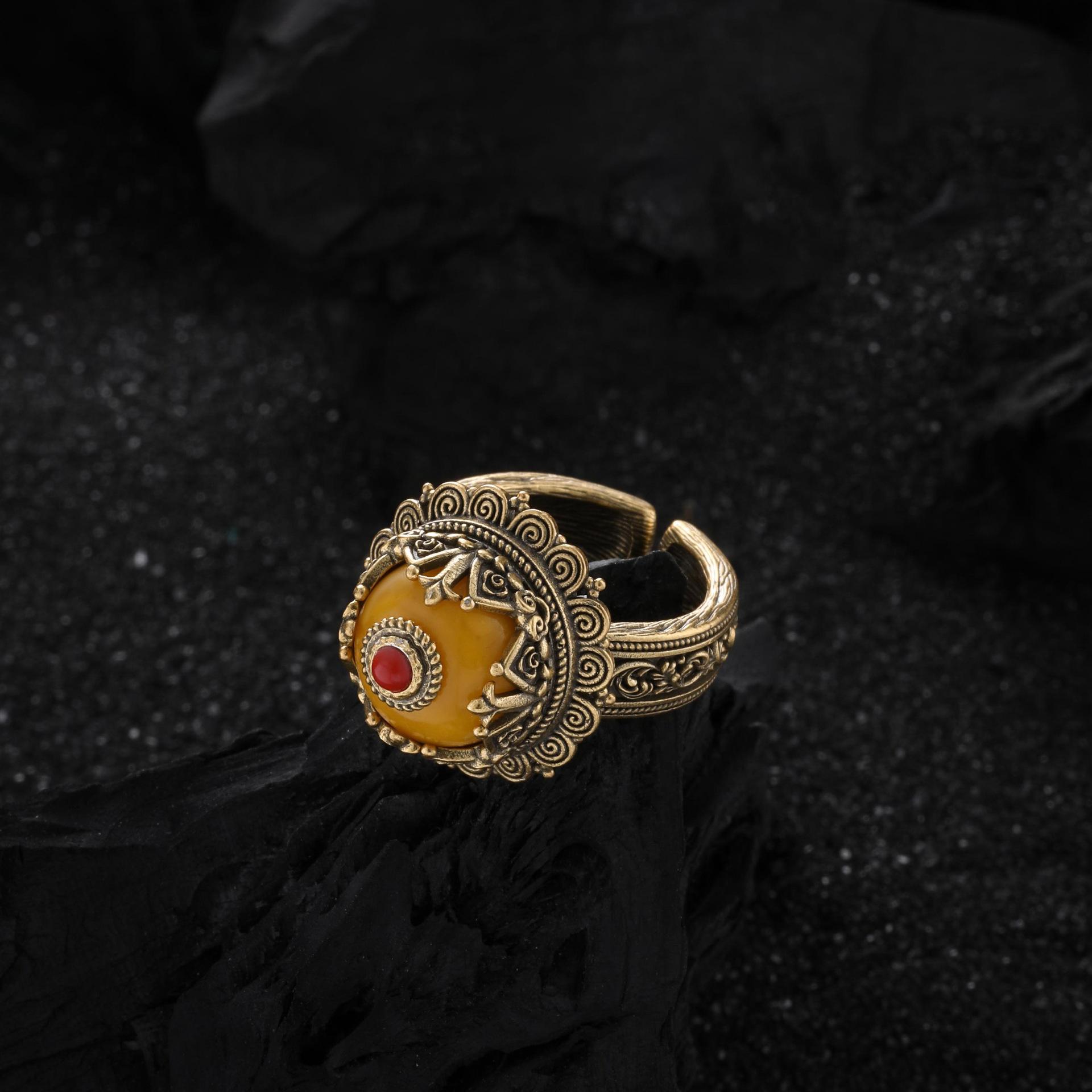 

Exquisite 925 Vintage Sterling Silver Adjustable Asura Ring With Beautiful Accents Floral J6213